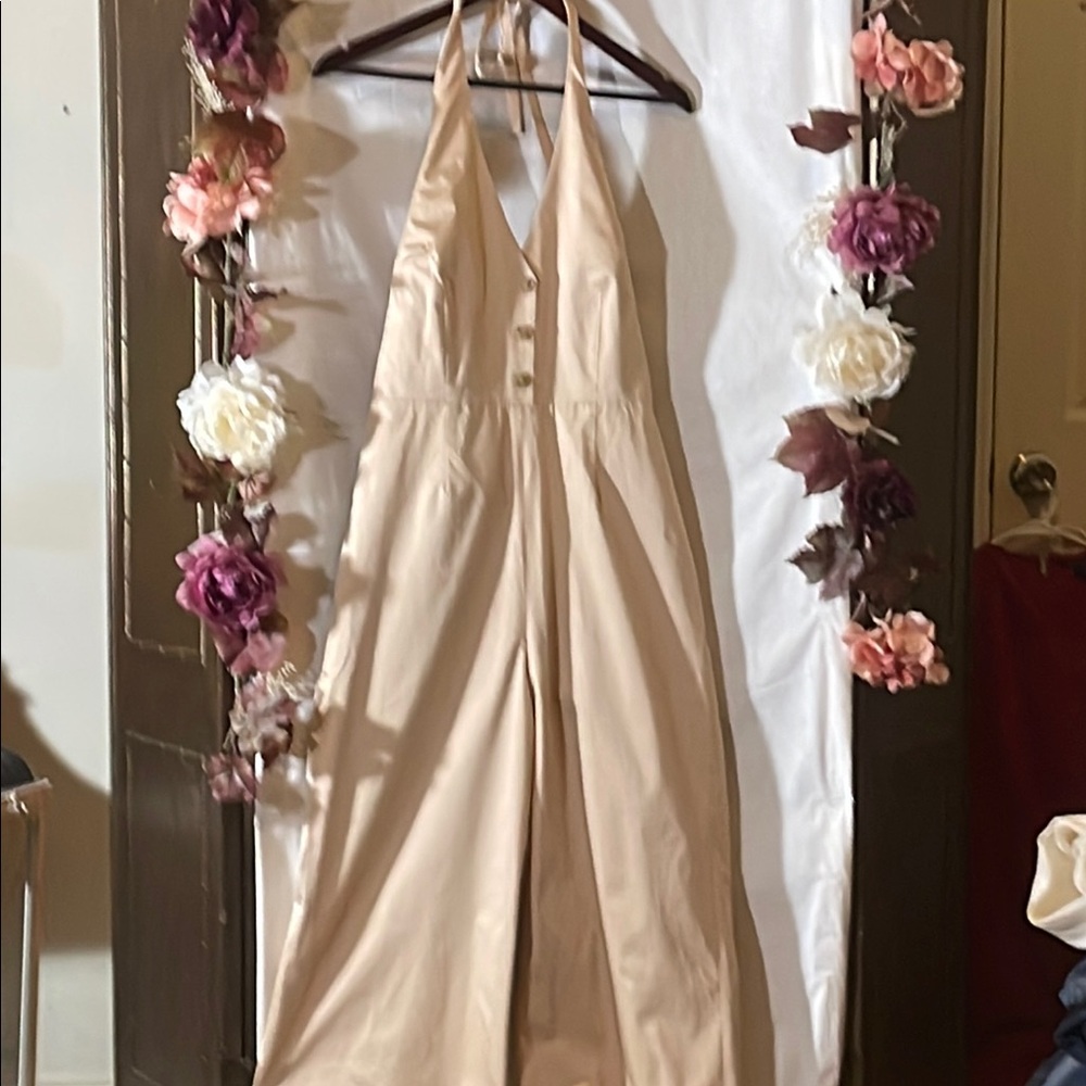 Elegant Cream Halter Jumpsuit